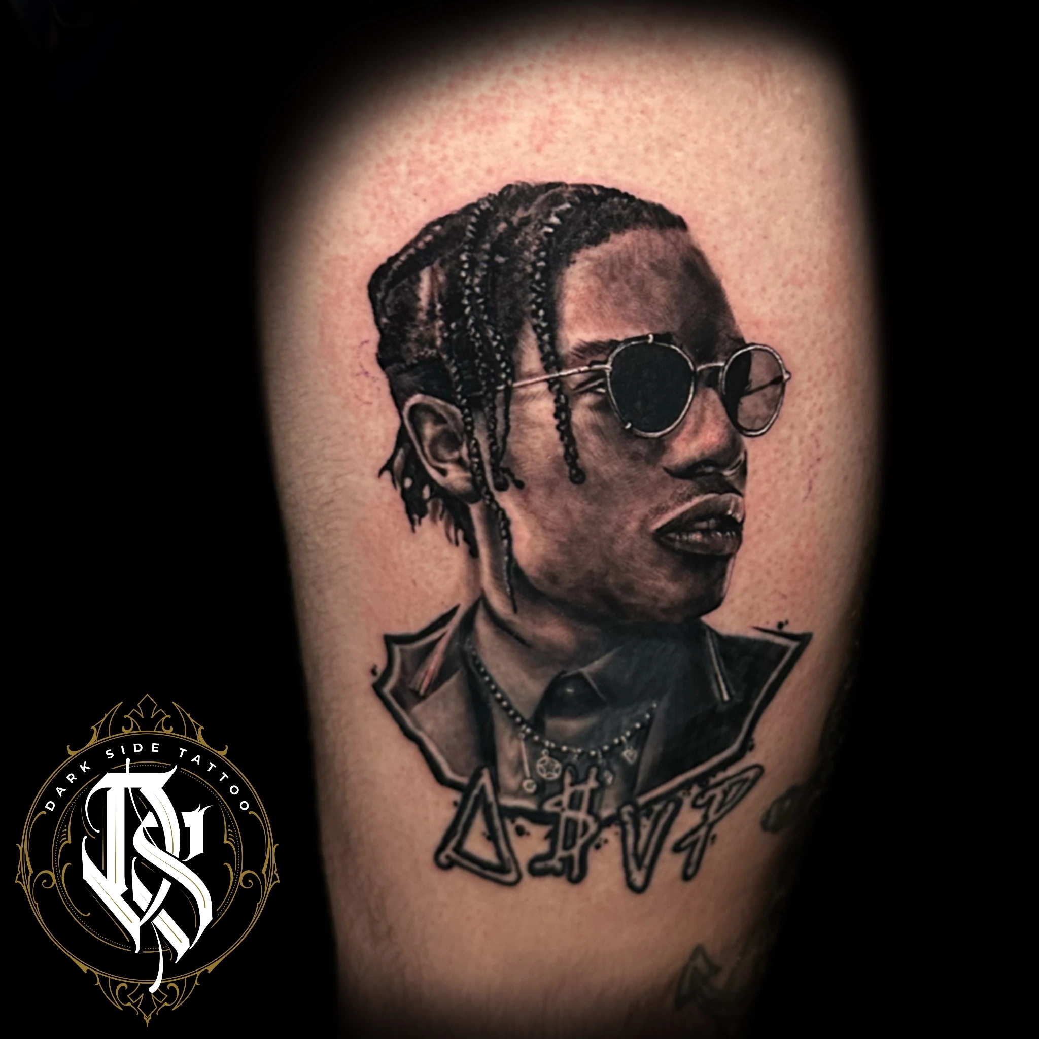 A$AP Rocky portré realisztikus tetoválás